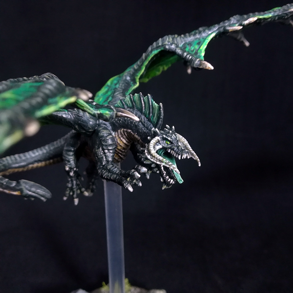 Painted Miniature Black Dragon D&D Frozen Fire Arts