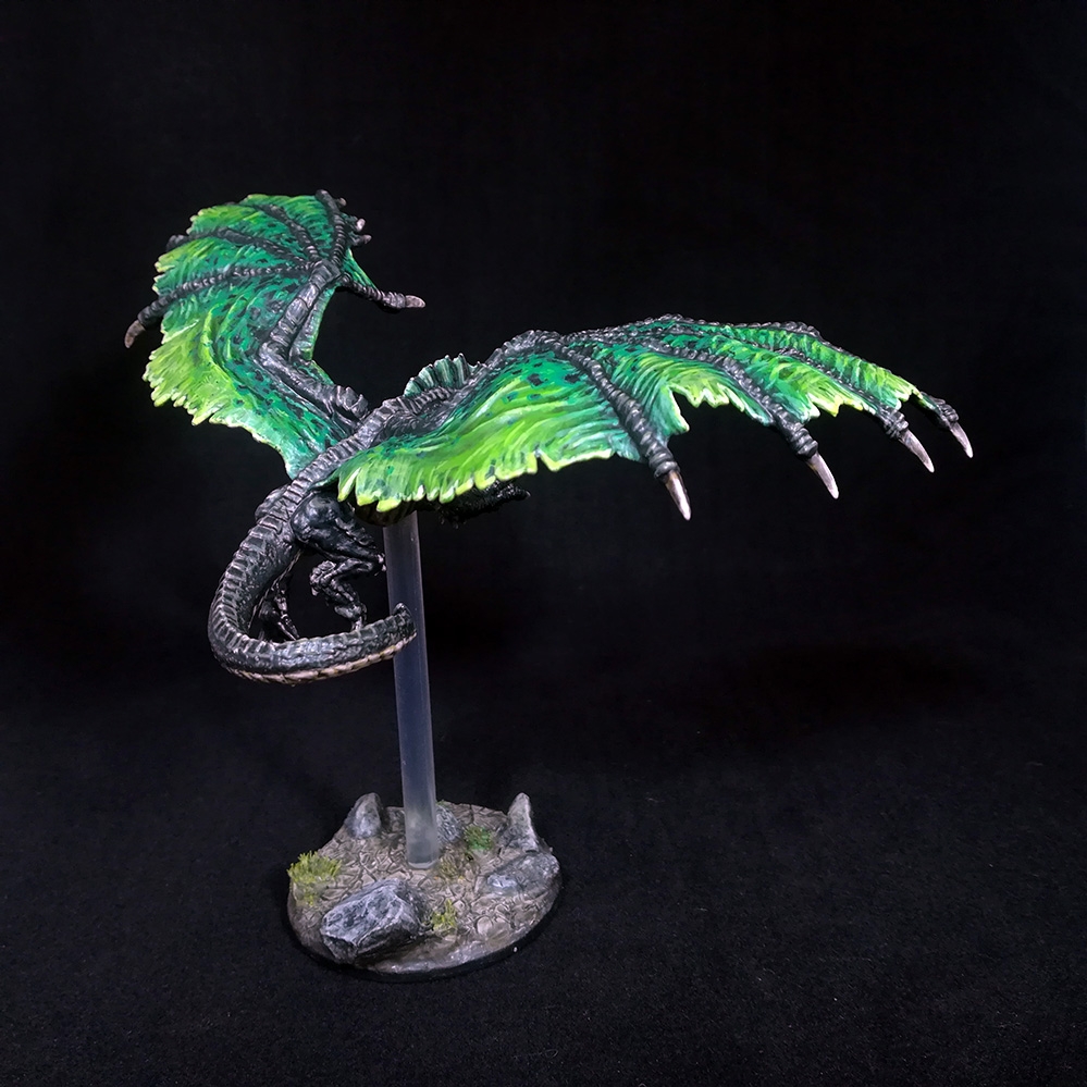 Painted Miniature Black Dragon D&D Frozen Fire Arts